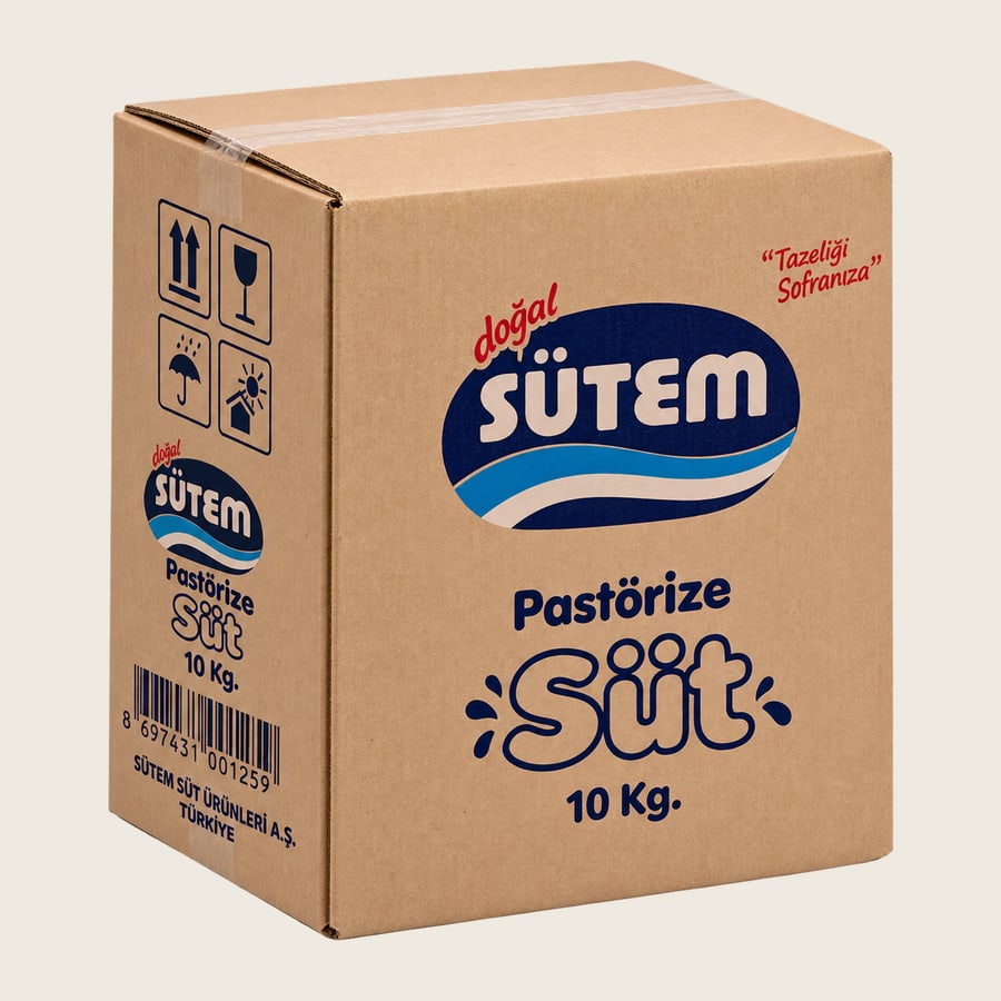 SÜTEM pastörize süt, 10 kilogramlık koli